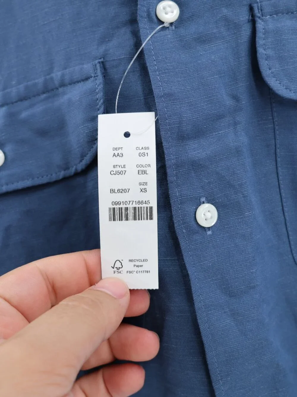 NWT J Crew camp Shirt Men's XS Viscose Linen Blend Short Sleeve Button Up Blue
